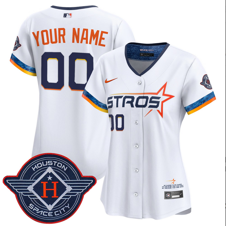 Women Houston Astros 2025 City Connect Vapor white Limited Custom Stitched Jersey